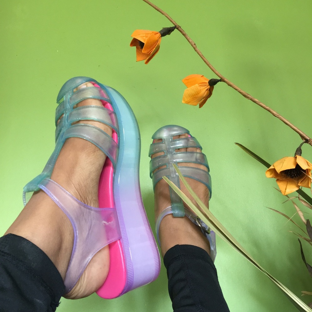 Colorful platform sandals